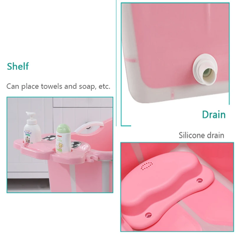 

Folding Baby Tub Baby Swimming Pool Extra Large Bath Tub Bath Barrel Plastic Portable Children's Tub with Detachable Bath Stool