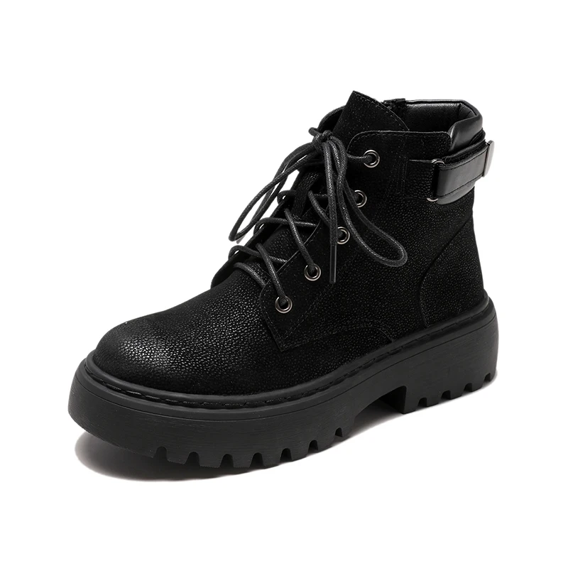 Ботильоны для женщин на платформе обувь черного цвета армейские ботинки молнии