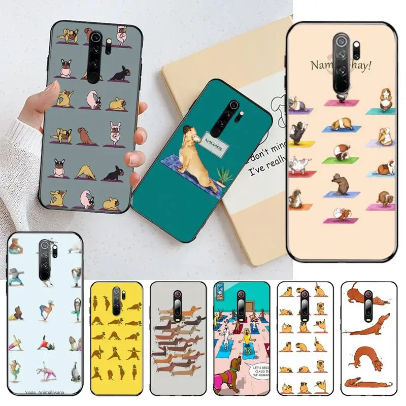 Йога животных Кошки чехол для телефона с изображением собаки черный мягкий кейс