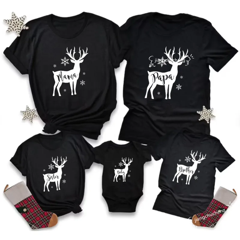Семейная Рождественская подходящая одежда с принтом оленей Детский комбинезон