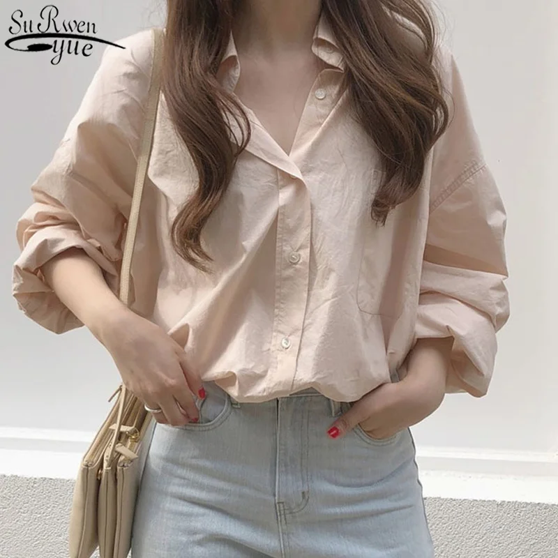 

New Fashion 2021 Long Sleeve Blouse Women Elegant Basic Solid Shirts Gentle Pink Chic Women's Shirts Office Lady Blusas 11361