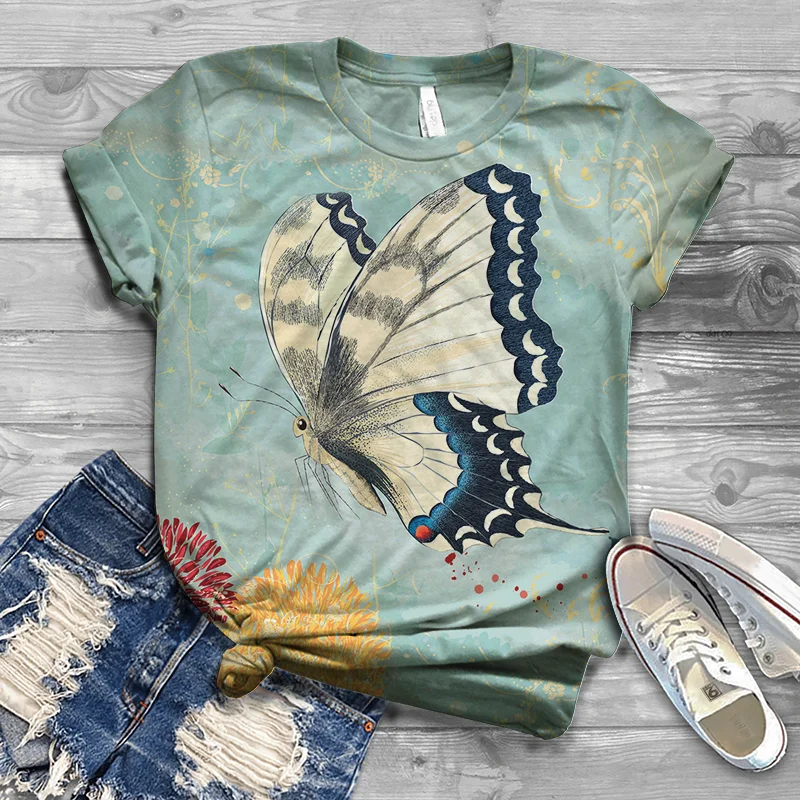 

2021 new cool fashion men's and women's T-shirt butterfly printing 3d T-shirt summer short-sleeved T-shirt male T-shirt S-6XL