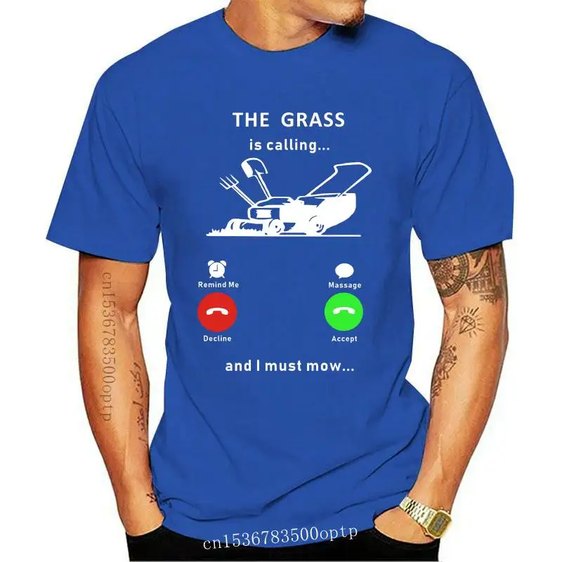 

New Lawn Mower The Grass Is Calling And I Must Mow T-Shirt Funny Phone Calling Shirt Summer Oversized Top Streetwear Harajuku TS