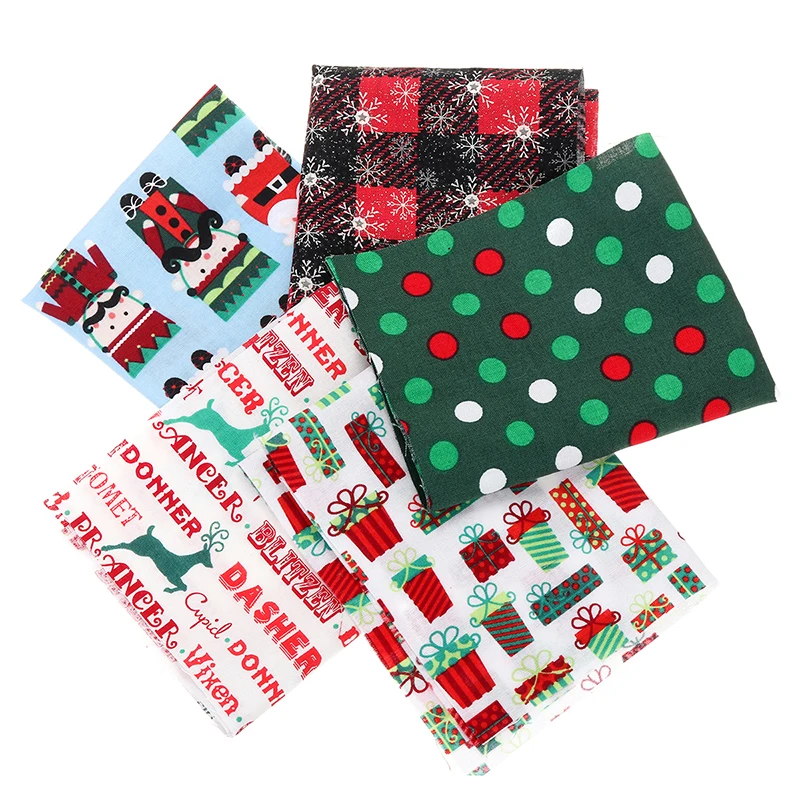 5 шт. Рождественская серия из хлопка с принтом ткань лоскутного шитья ткани для