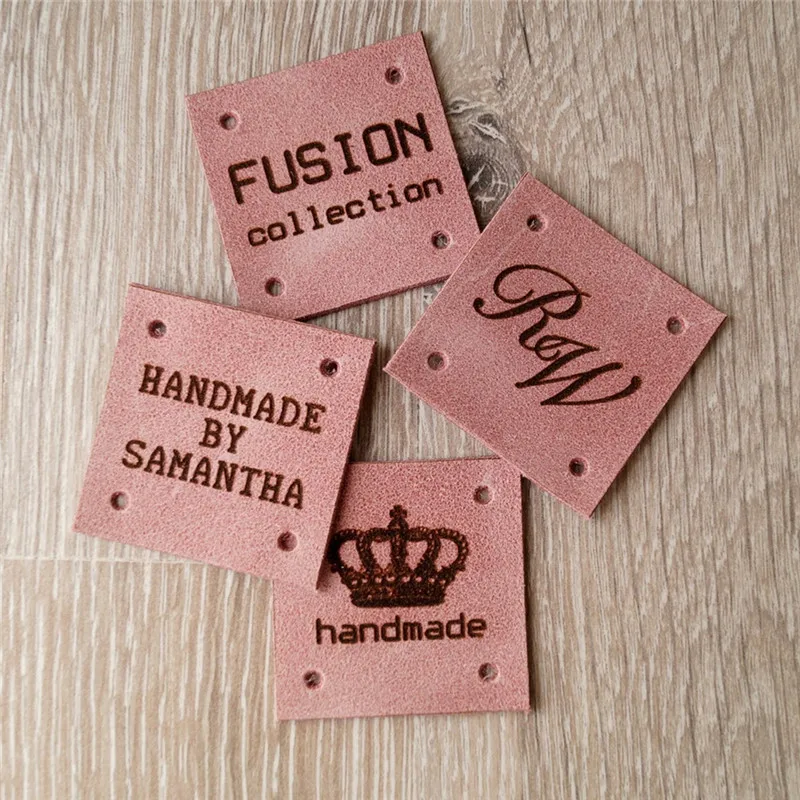 

Leather sewing tags, custom labels, personalized leather labels, handmade labels, labels for knitted goods, custom label tags