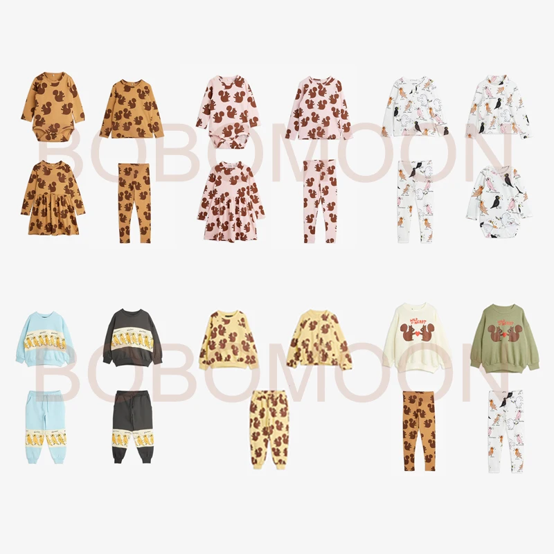 

(Отправка в сентябре) распродажа 2021 осенняя одежда для маленьких девочек от MR, свитшот с принтом, штаны и пальто, наряды для маленьких девоче...