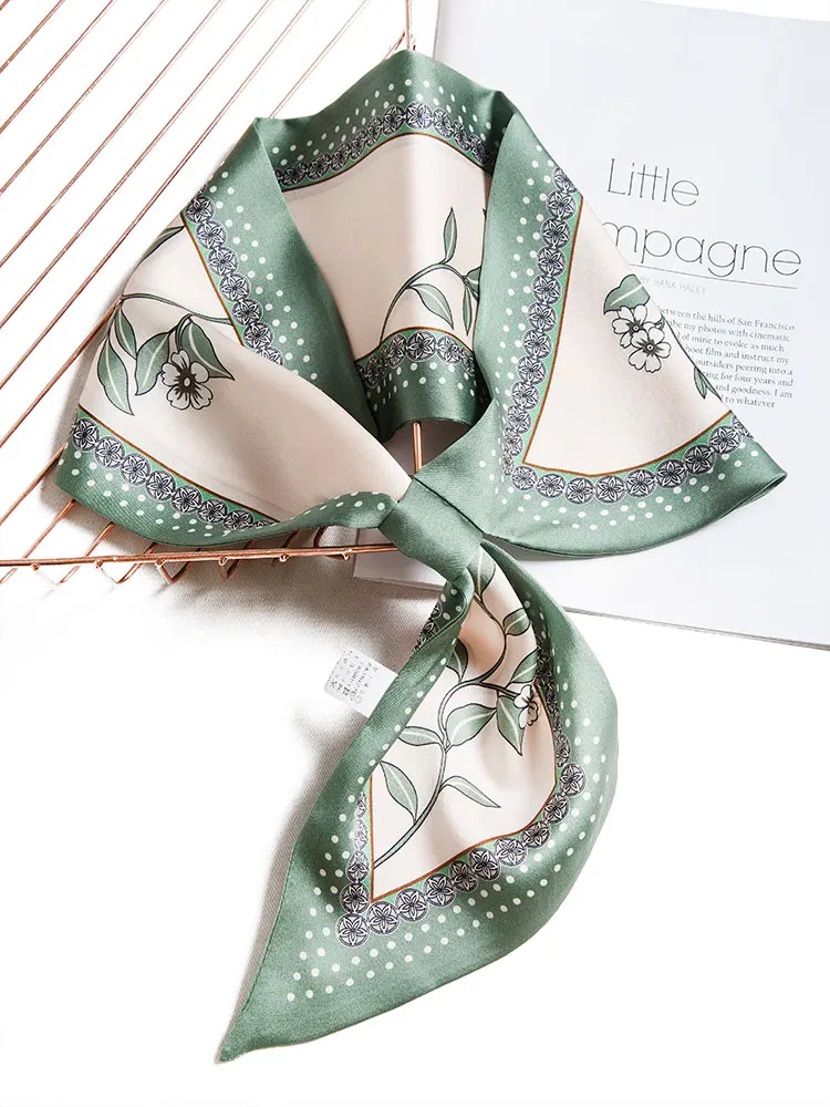 

Women'sBow Tie Fashion Neck natural Scarf length 85cm Print Silk scarves Long bufandas invierno mujer 2021