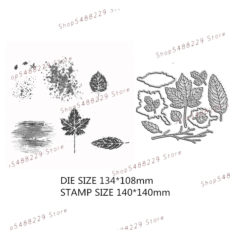 

2021 New Season Cutting Dies and Clear Stamps Scrapbooking For Paper Making Autumn Maple Leaves Embossing Frame Card Set
