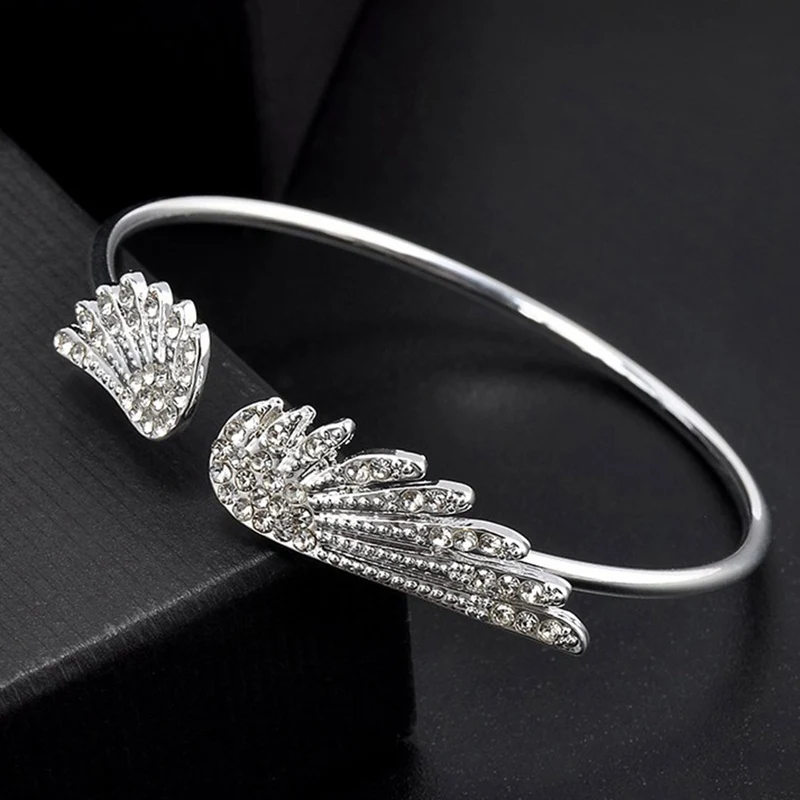 

Angel Wings Bracelet Adjustable Woman Jewelry Gifts Open Bracelet Plated Crystal