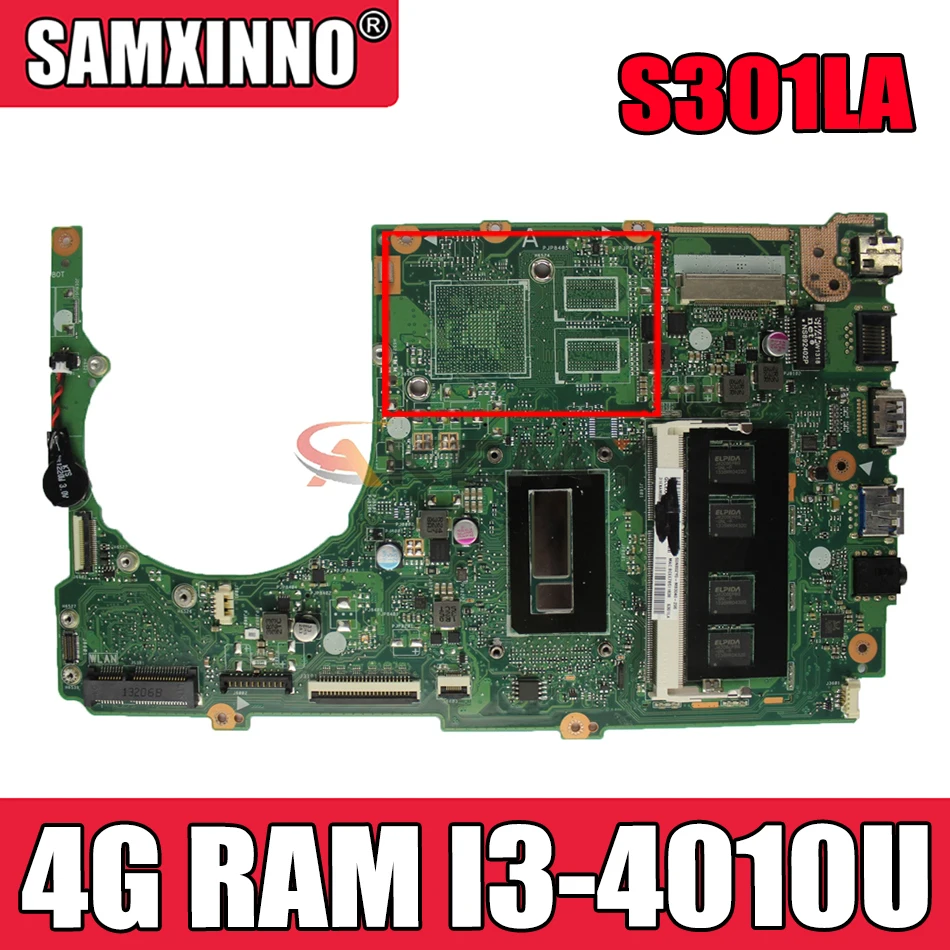 

Akemy S301LA Laptop motherboard for ASUS S301LA S301L S301 Q301LA Q301L Test original mainboard 4G RAM I3-4010U