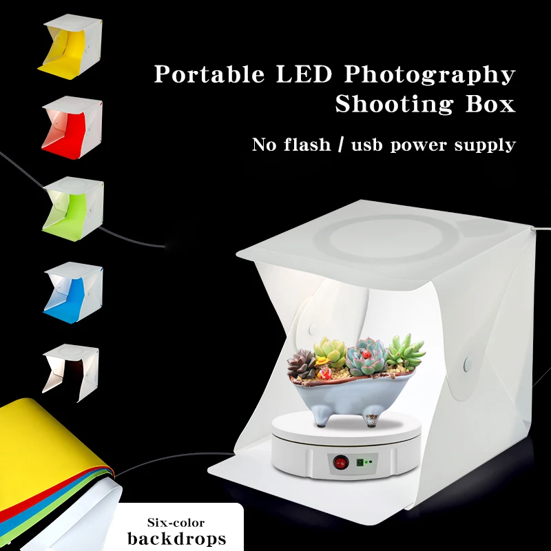 Лайтбокс с 2 светодиодами, лайтбокс, мини Лайтбокс для фотостудии, набор лайтбоксов для фотосъемки, 6 цветов фонов, 20 см 