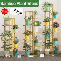 multi layer plant shelves bamboo potted plant stand rack multiple flower pot holder shelf indoor planter display shelf organizer