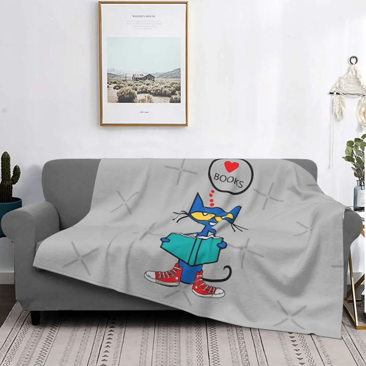 

Pete The Cat Reading A Blanket Bedspread Bed Plaid Bed Cover Bed Blanket Picnic Blanket Summer Bedspreads