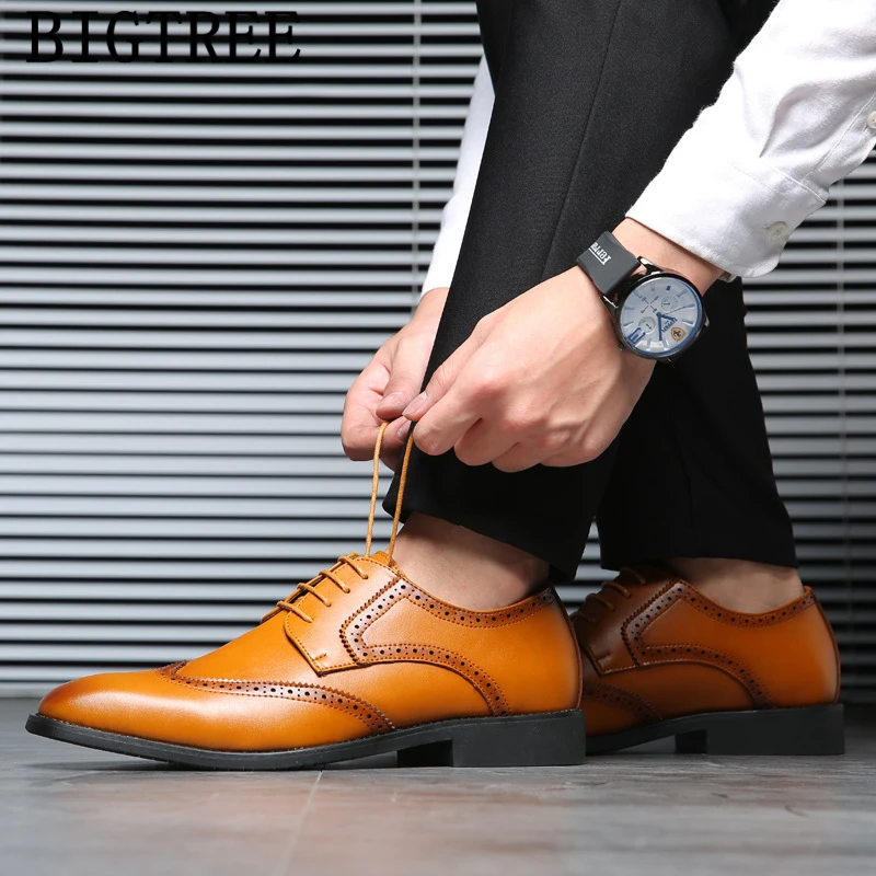 Leather Shoes Men Formal Brogues Coiffeur Office Italian Evening Dress Luxury Business Big Size 48 | Обувь