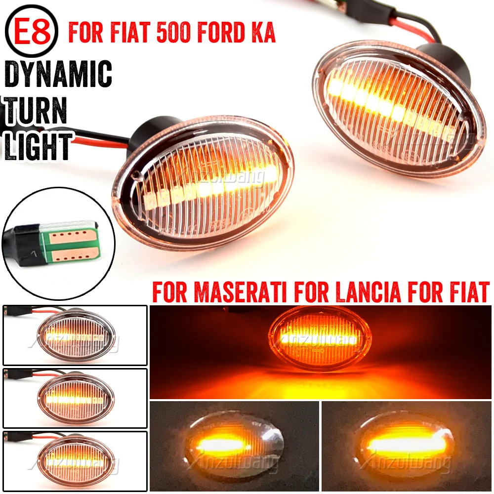 

Sequential Flashing LED Turn Signal Side Marker Light For Fiat 500 Ford KA Lancia Lybra Ypsilon Alfa 4C For Maserati