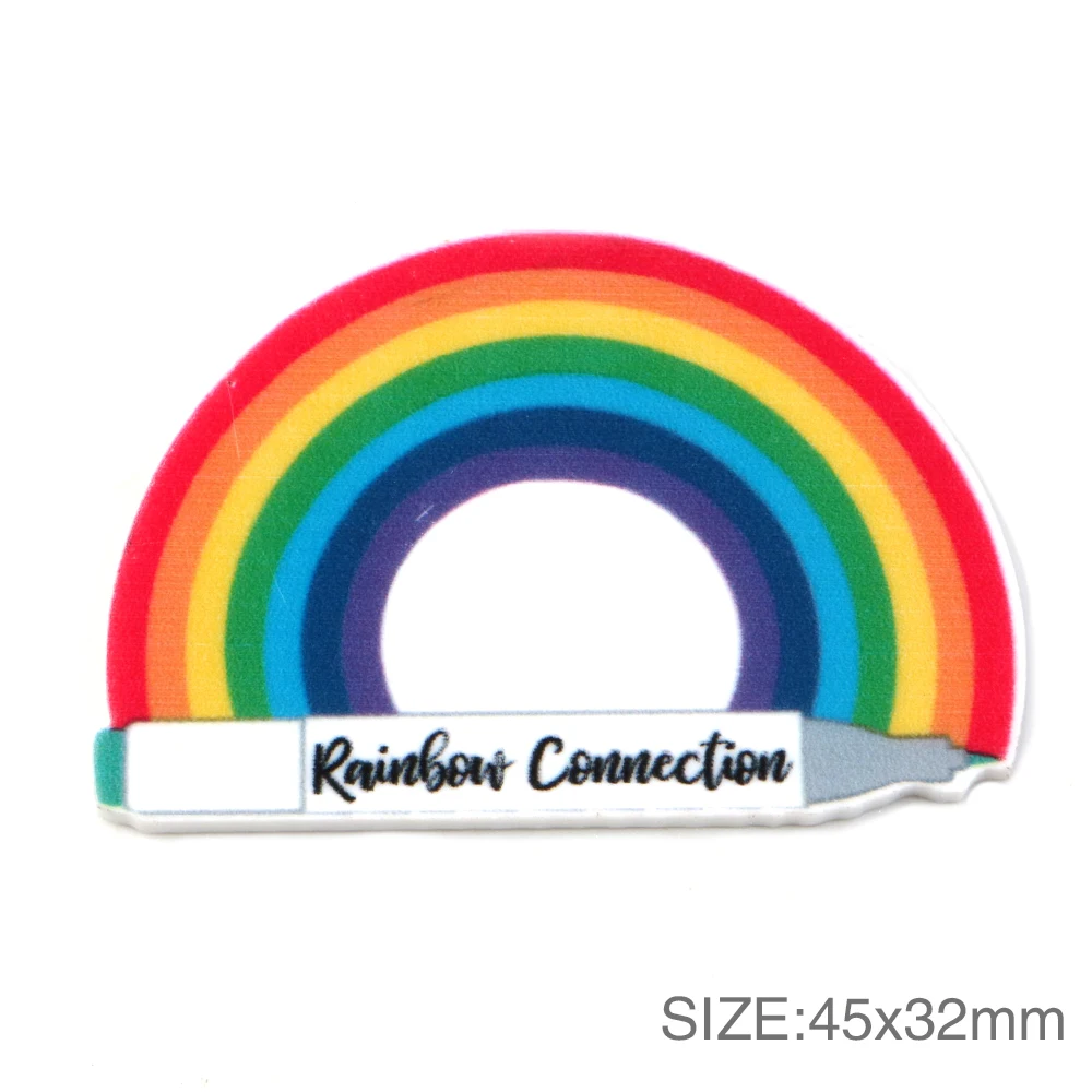 Радужная милая девочка акриловая плоская смола сделай сам пришивной бант