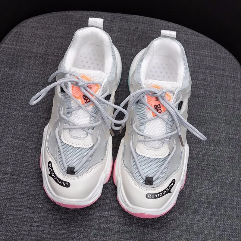 

2020 New Designer Sneakers Women Platform Casual Shoes Fashion Sneakers Platform Basket Femme Lace-Up Casual Chunky Shoes R10-08
