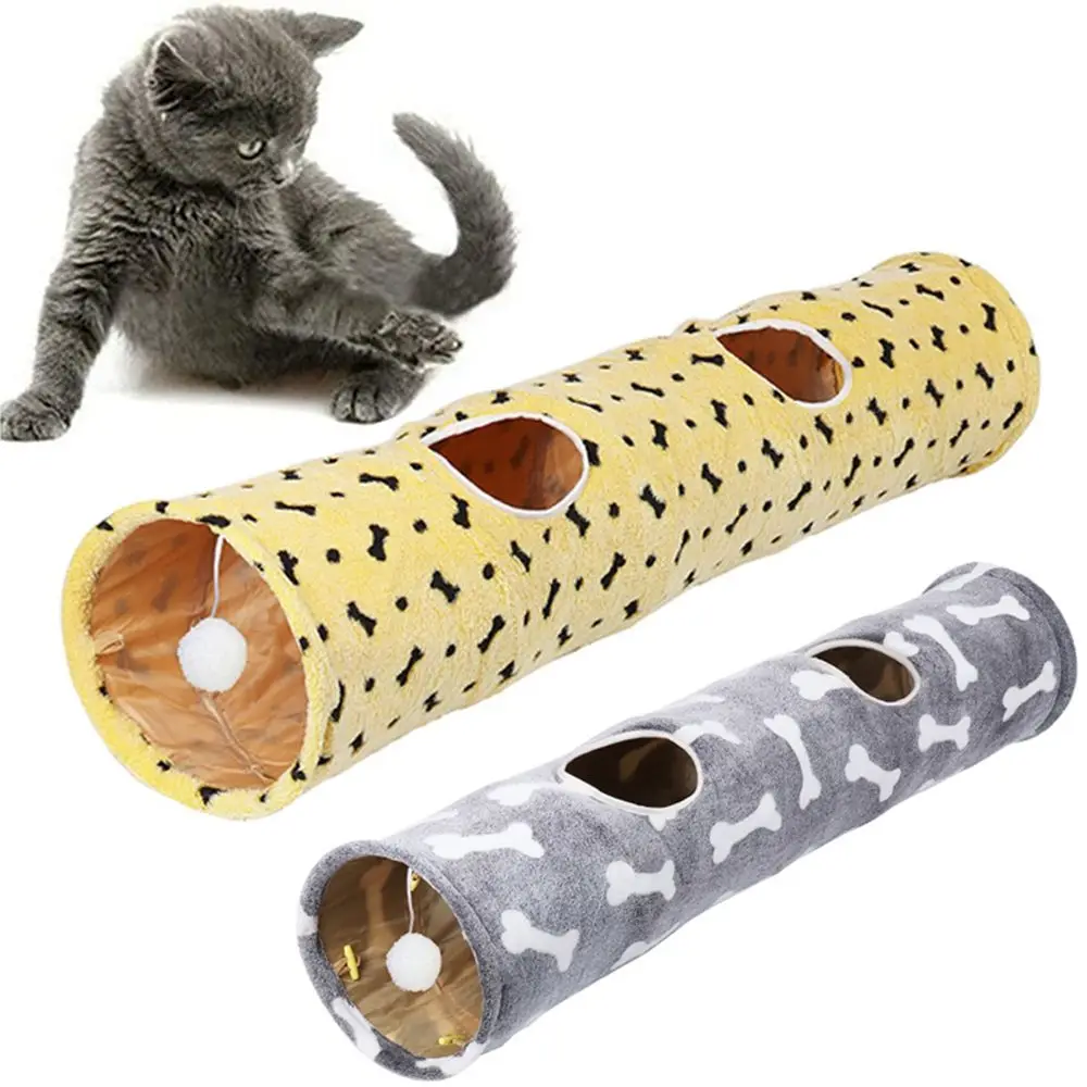 

Plush Ball Collapsible Tunnel Holes Channel Training Kennel for Cat Kitten Cat Tunnel Cat Toy Pet Supplies Tunnel Tube