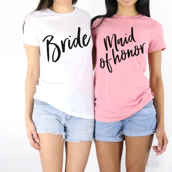 Футболка с круглым вырезом для невесты Повседневная футболка косым шрифтом moletom