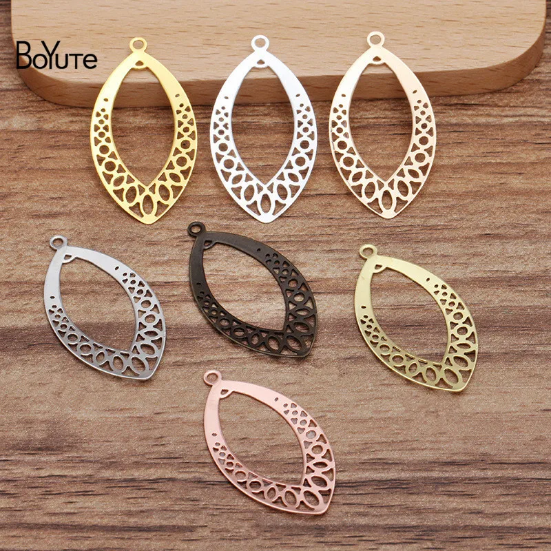 

BoYuTe (50 Pieces/Lot) 20*37MM Leaf Metal Brass Filigree Connector Charms for Jewelry Making Diy Hand Made Accessories