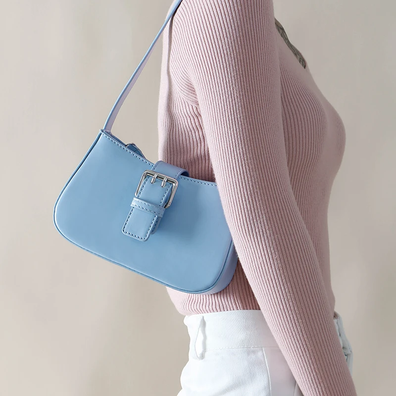

Bags Fashion Shoulder Women Baguette Luxury Design Pu Leather Ladies Clutch Purse Handbags Small Flap Armpit Bag Bolsa Feminina