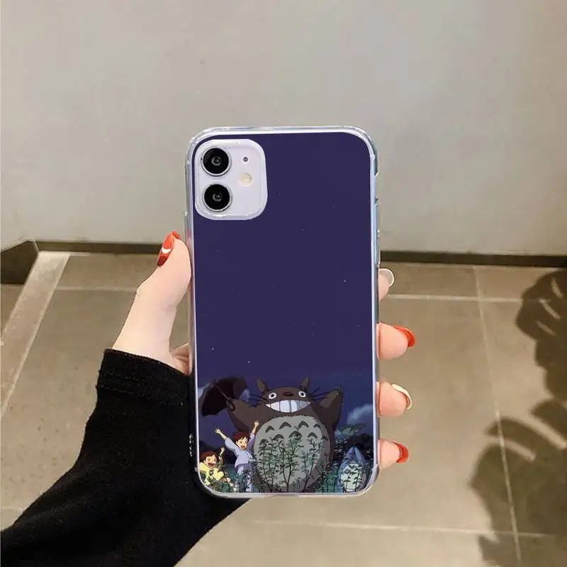 

Totoro Japan anime Miyazaki Hayao Phone Case Transparent for iPhone 6 7 8 11 12 s mini pro X XS XR MAX Plus