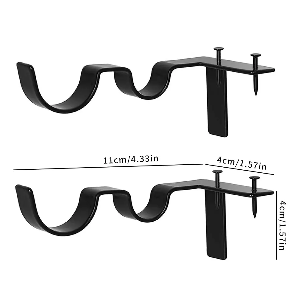 

2PC Single Hang Curtain Rod Holders Bracket Into Window Frame Curtain Rod Bracket Curtain Rod Bracket Black Window Decoration
