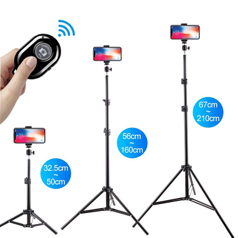 55-210cm Tripod for Mobile Phone Smartphone Camera Selfie Stick High Stand Support Tripe for Lamp Ring Fishing Trepier Perch