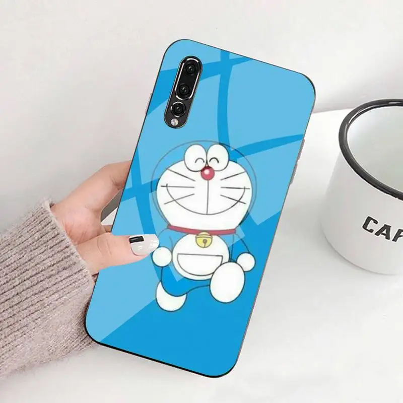

LJHYDFCNB Doraemon Phone Case Tempered Glass For Huawei P20 30 40 Pro Mate 20x 30 40 Pro Nova6 7 Honor 9X 10