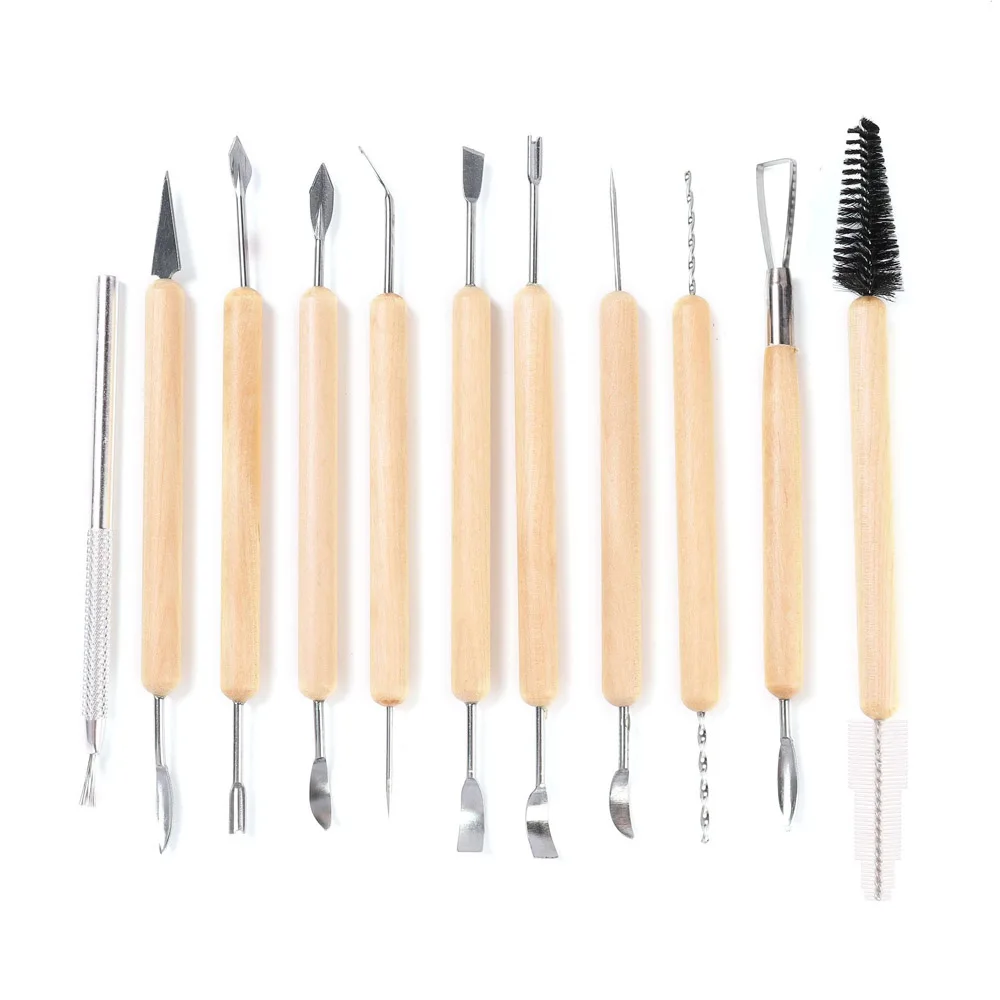 

61PCS Ceramic Clay Tools Practical Set Polymer Clay Tools Pottery Tools Set Wooden Pottery Sculpting Clay Cleaning Tool Set