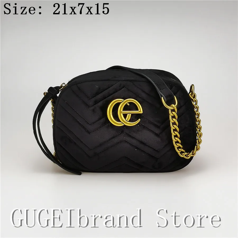 GE бренд сумки кошельки Для женщин на плечо с золотой цепочкой бархат сумка через