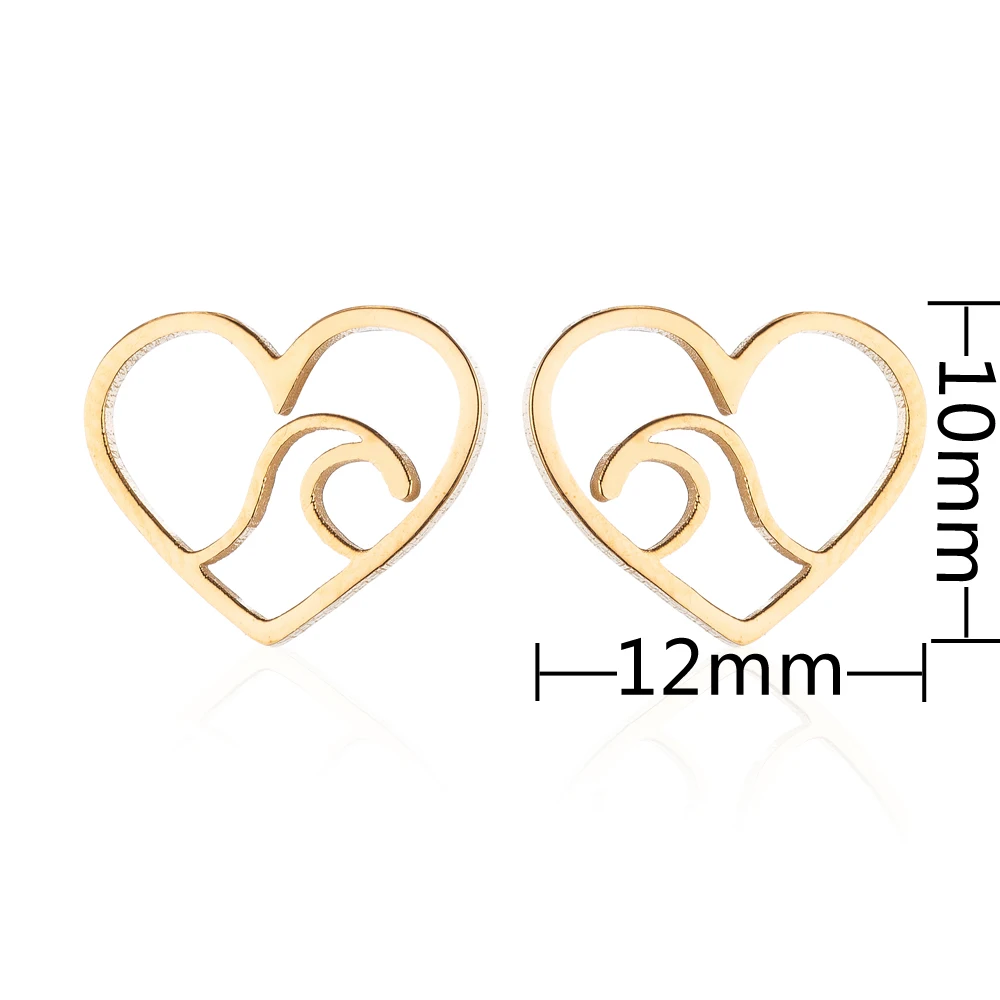 Hfarich серьги-гвоздики из натуральной морской волны стильные серьги нержавеющей