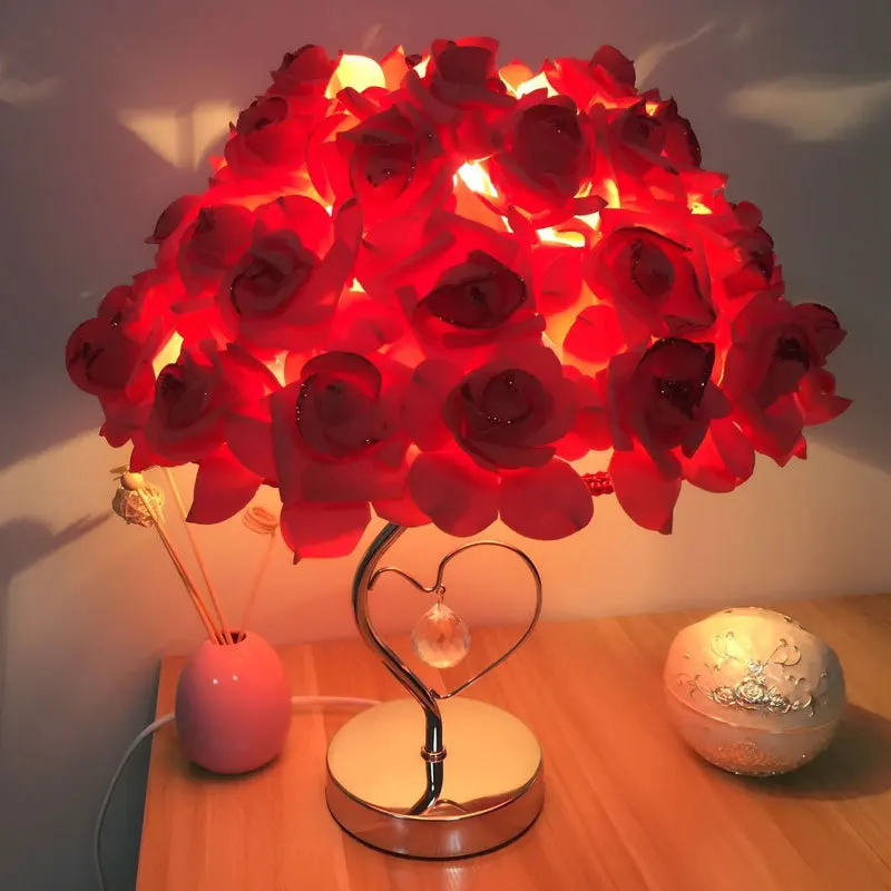 Romantic Rose Table Lamp Modern Bedside Reading Apartment Living Room Flower Desk For Bedroom Light Art Deco Home Pavilion | Лампы и