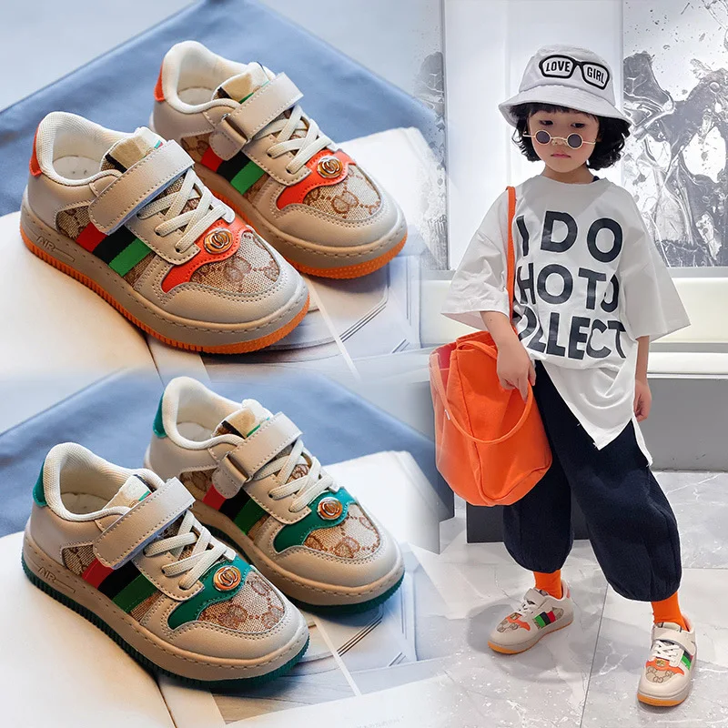 

2021 spring and autumn 4-12 years old boys' fashion sneakers soft-soled non-slip Korean casual shoes for girls