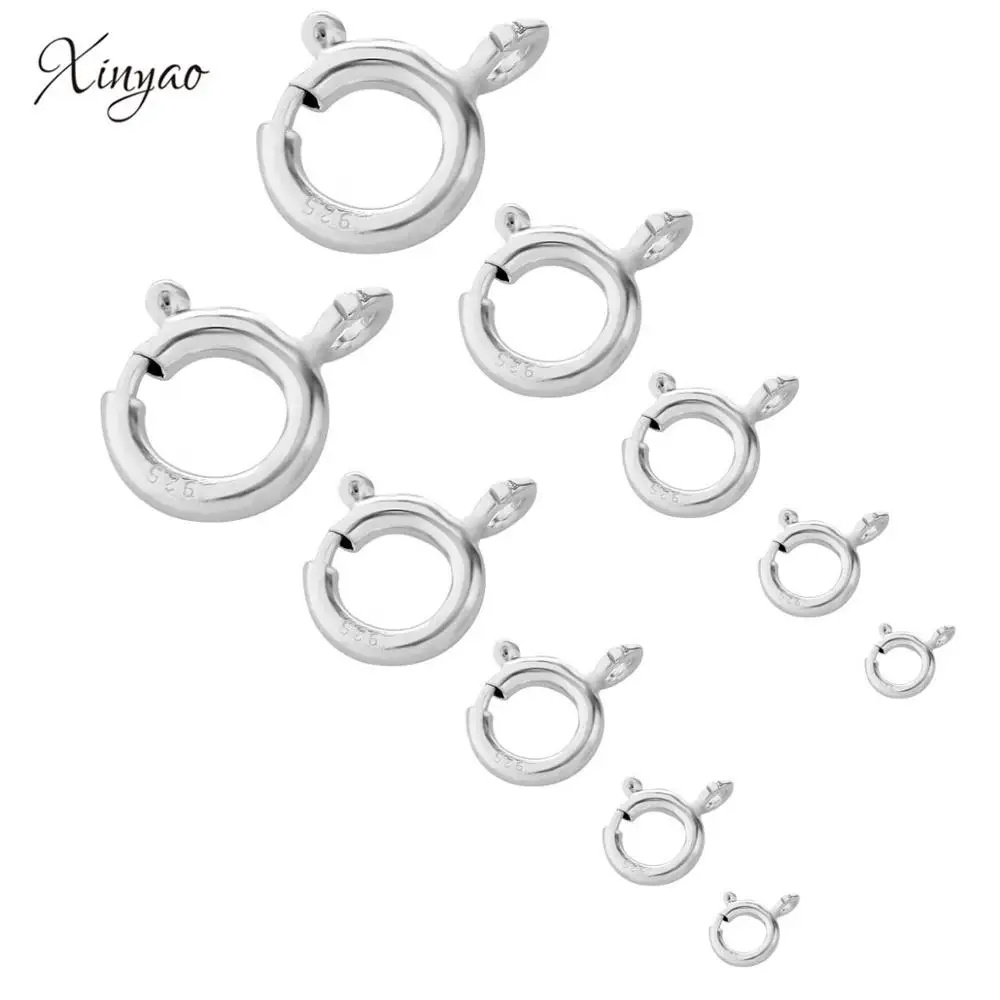 

XINYAO 5pcs Lobster Clasp S925 Sterling Silver Spring Buckle Bracelet Buckle 8mm Lobster Clasp Hook Clasp For DIY Jewelry Making