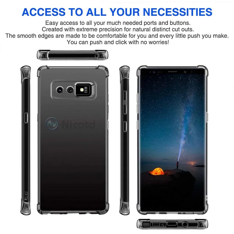 Ударопрочный чехол Nicotd для Samsung Galaxy Note 8 9 S8 S9 Plus мягкие силиконовые чехлы