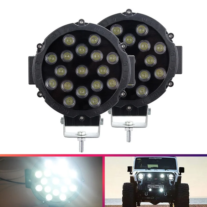 

1/2pcs 7 Inch Led Working Bar 12V 24V 51W 4x4 Accessories Off Road Round Spot Driving Lamp Headlight Fog Light for Truck Car ATV
