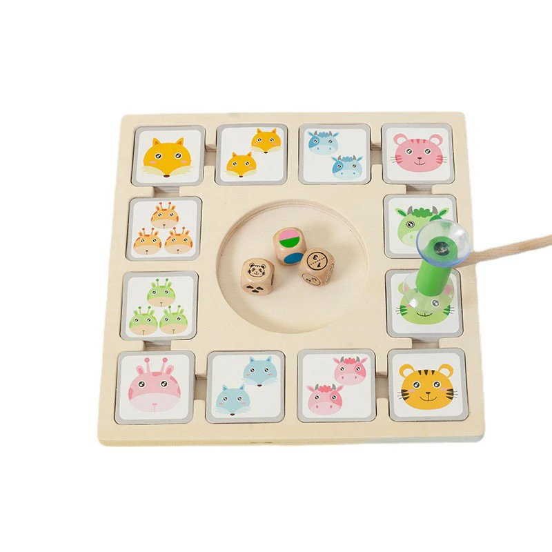 

Children's Animals Suck Fun Wooden Puzzle Parent-Child Desktop Interactive Hand-Eye Coordination Game Toy Gift
