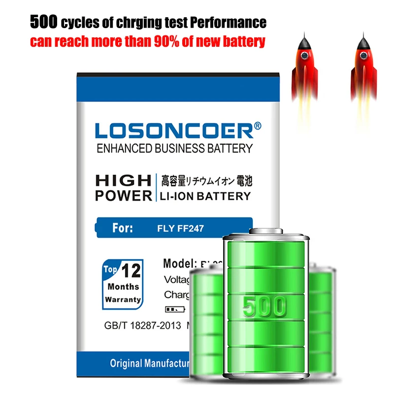 Аккумулятор LOSONCOER BL9205 для телефона 2400 мАч FLY FF247 Ezzy трендовый 3 хорошего