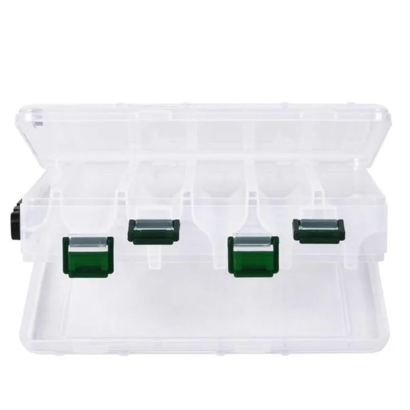 

10 Compartments Transparent Plastic Fishing Lure Tackle Box Hook Fishing Accessories Storage Case Double Sided High Strength Box