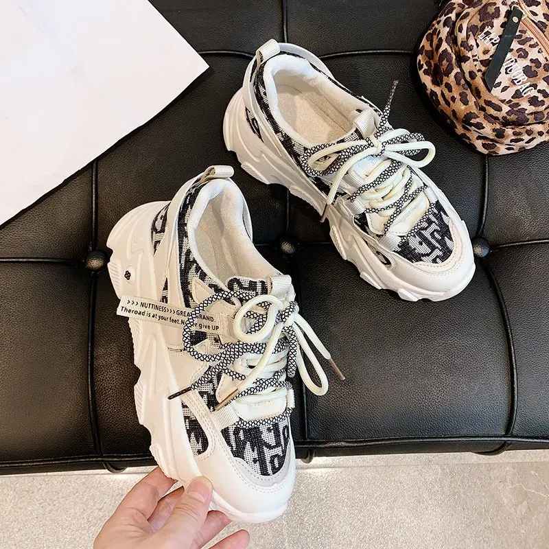 

Winter Women Chunky Sneakers Autumn 2021 Fashion Double Shoelace Female Casual Shoes Plush Warm Cotton Shoes Woman New