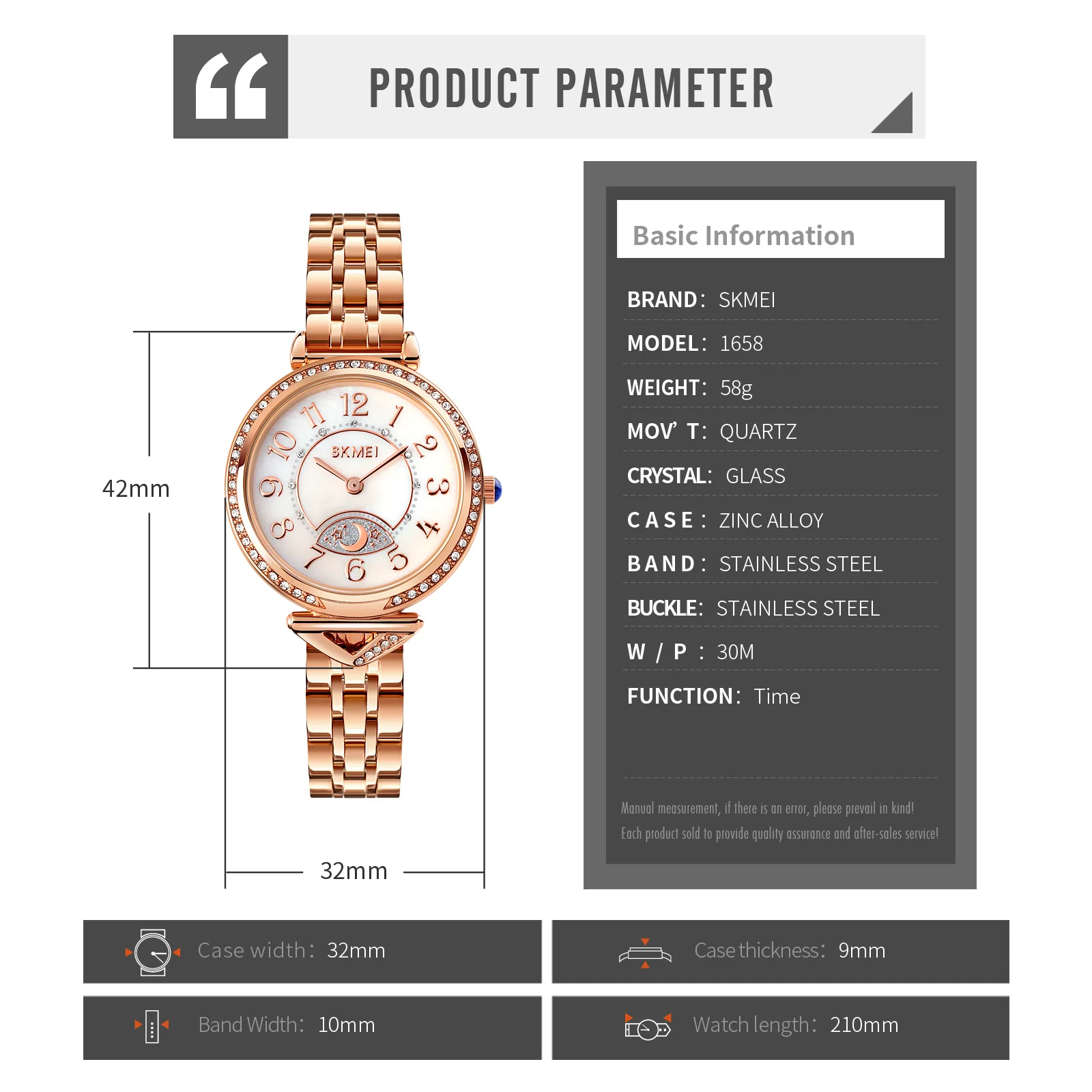 

SKMEI Fashion Quartz Watch For Women Phinestone Mosaic Waterproof Womens Wristwatches Female Ladies Watches reloj mujer 1658