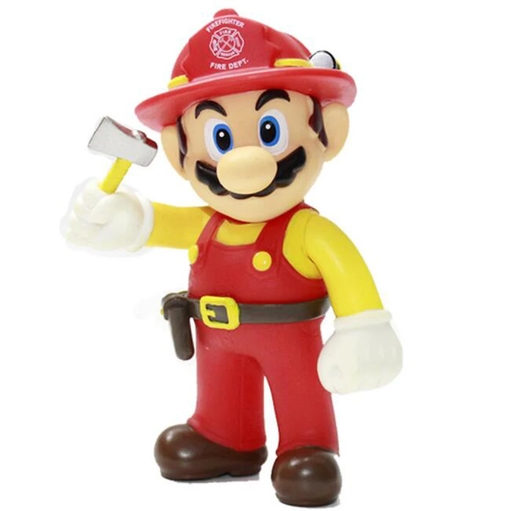Fireman Mario 10 шт./партия, милая 15 видов стилей фигурка Супер Марио, братья Одиссея, каппи Марио, Луиджи, валуиджи, Варио, 12,5 см, ПВХ модель, розничная - Цвет: Fireman Mario