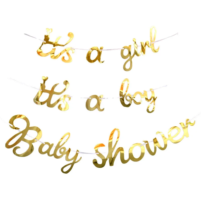 Золотой баннер это мальчик девочка ребенок душ День рождения украшение висит