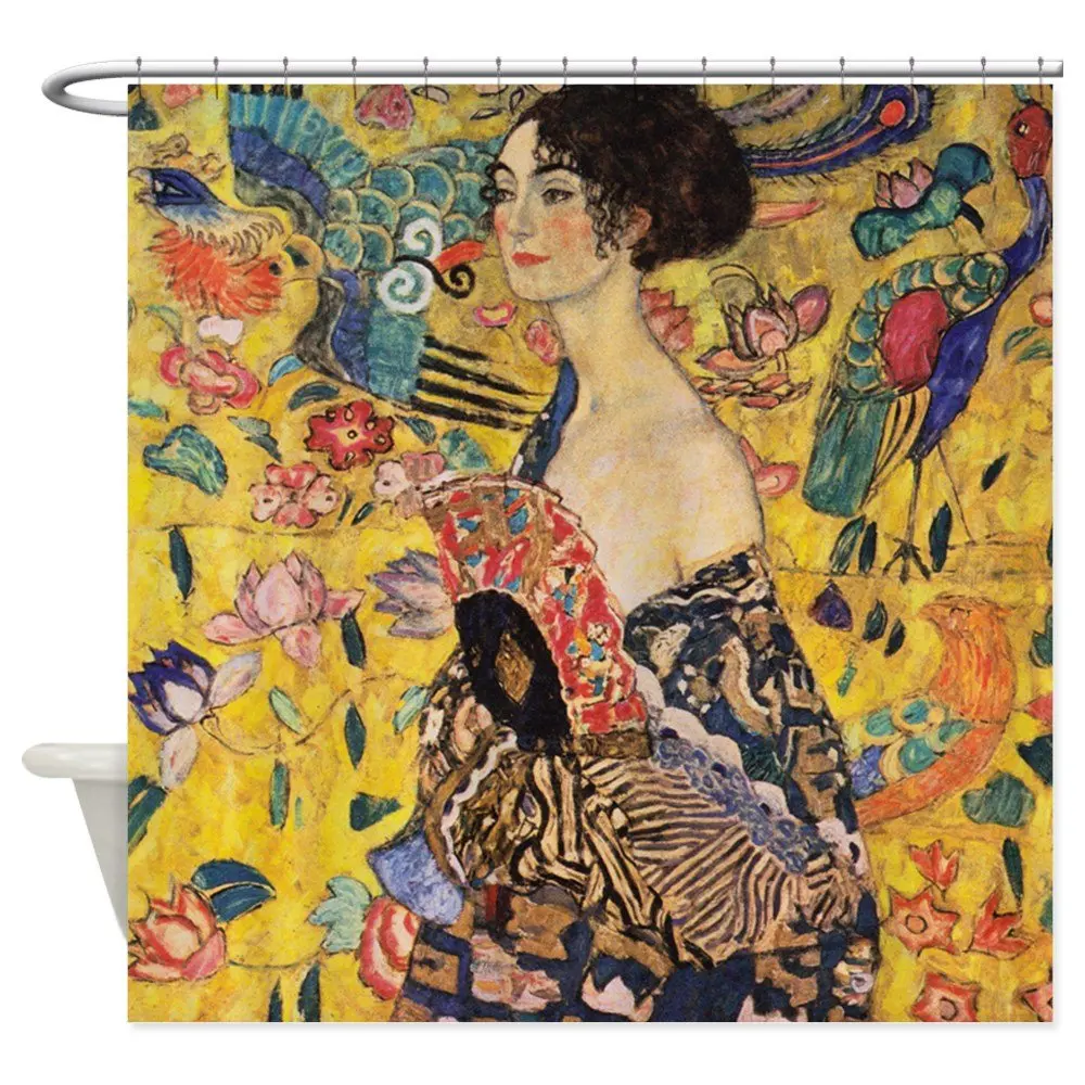 

Gustav Klimt Lady с веером, декоративная тканевая занавеска для душа