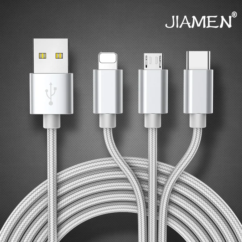 3 в 1 мобильный телефон USB Type C кабель Micro для iPhone iPad зарядный Samsung iOS 12 11 10 9|Зарядные