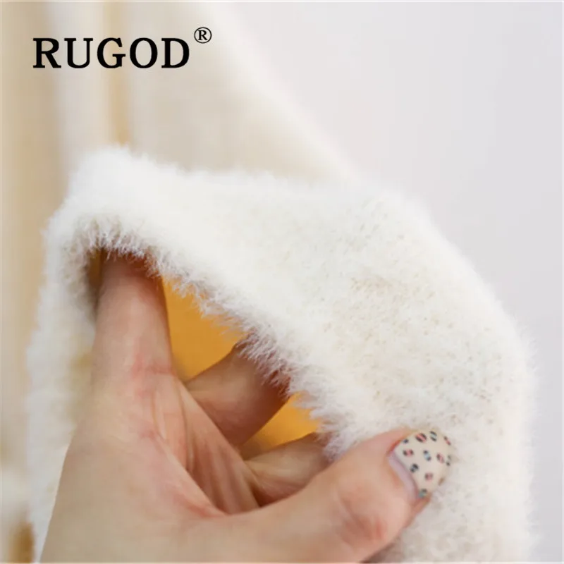 RUGOD Fuzzy Cardigan Belt Collect Waist Sweater Womens Sweaters 2019 Winter Tops For Women Knitwear Fashion Kpop Clothes |