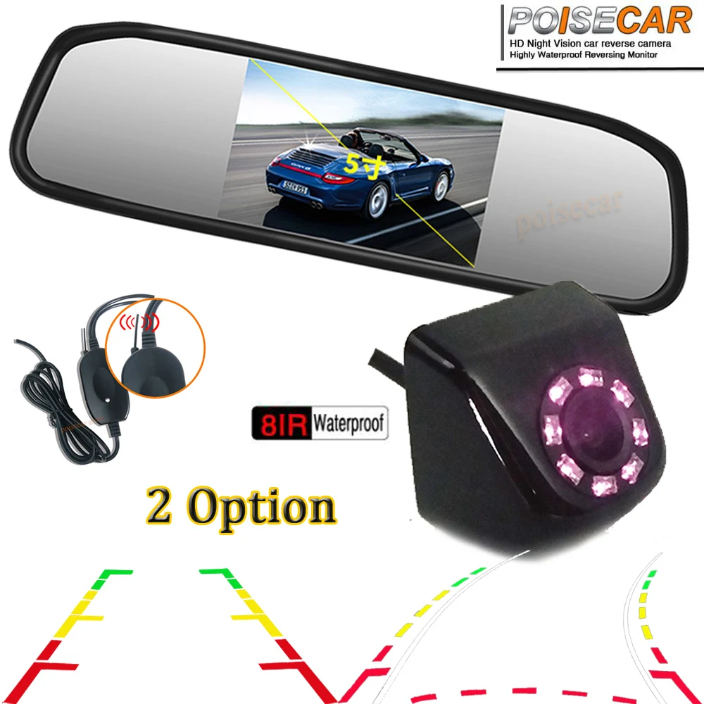 

Car Intelligent Dynamic Trajectory Moving Guide Parking Line Rear View Reverse Backup Tracks Camera For 5 Inch Monitor 800x 480