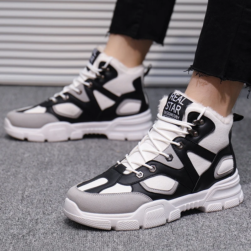 UPUPER/модные мужские военные ботинки уличные теплые зимние нескользящие кроссовки