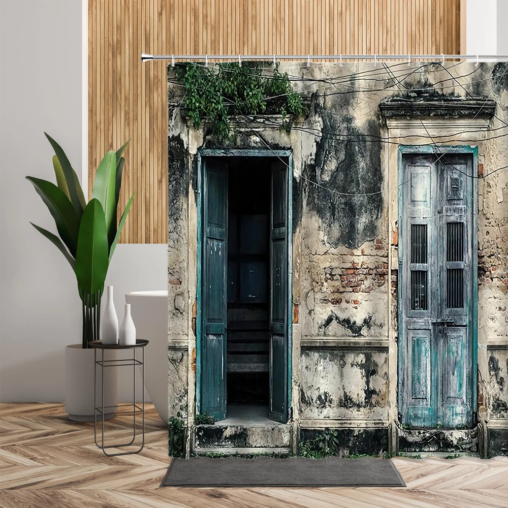 Занавеска для душа в стиле ретро декор ванной комнаты деревянная стена 3D-печать